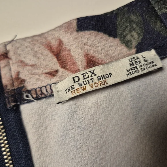 Dex Navy Pencil Skirt with Pink and Red Floral Print - Picture 3 of 3